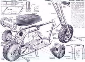 an old motorcycle is shown in this diagram, with parts attached to the front wheel