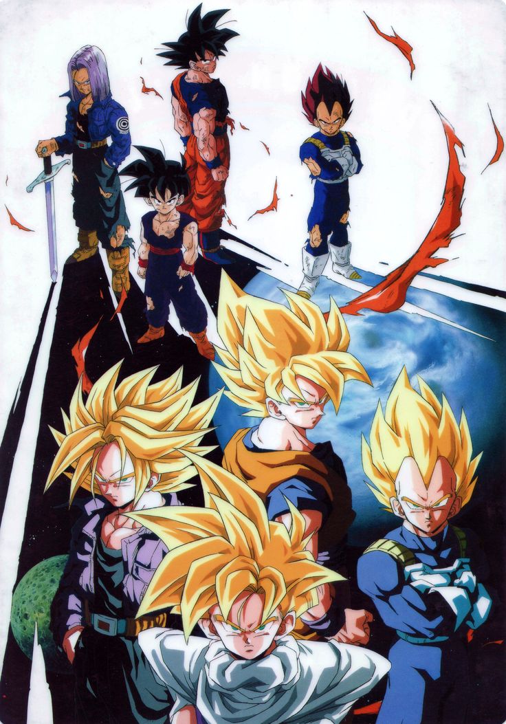 the dragon ball characters are all lined up together