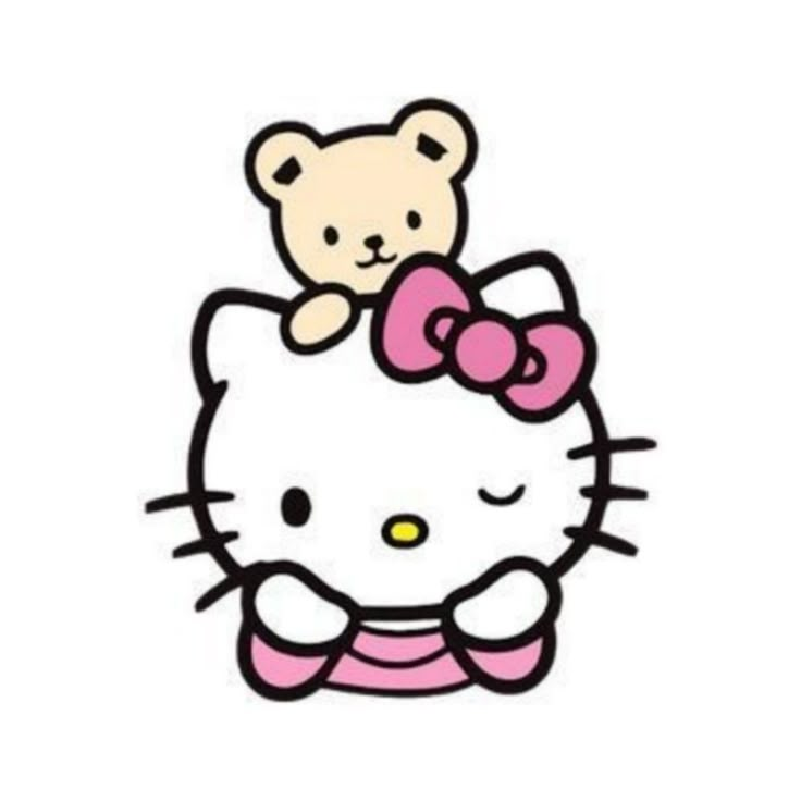 a hello kitty with a teddy bear on top of it's back end,