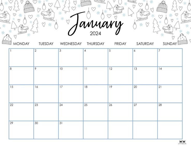 a january calendar with the holidays theme