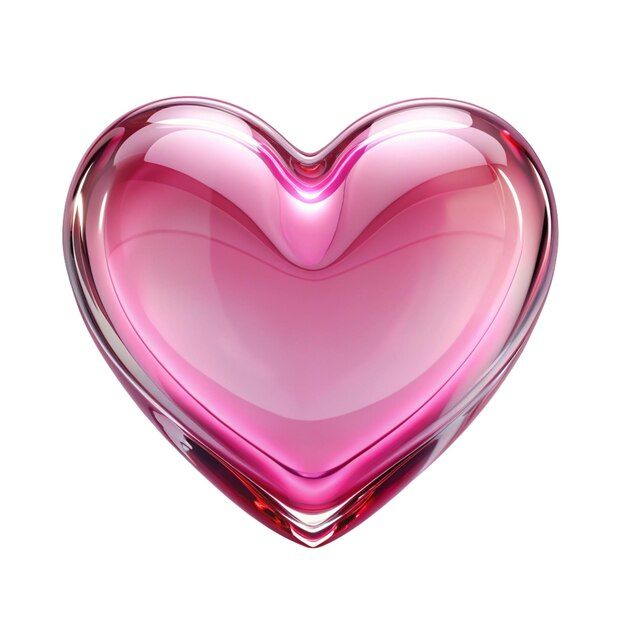 a pink heart shaped glass object on a white background with clippings to the side