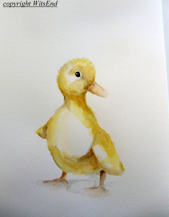 a watercolor painting of a yellow duck