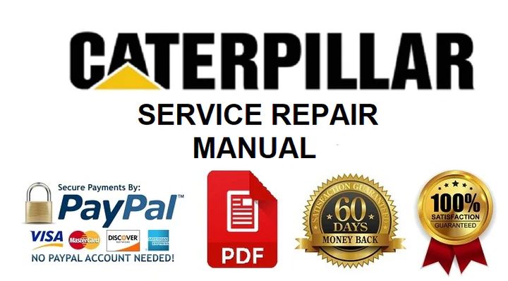 the service repair manual for caterpillar is shown in black and white with red ribbon