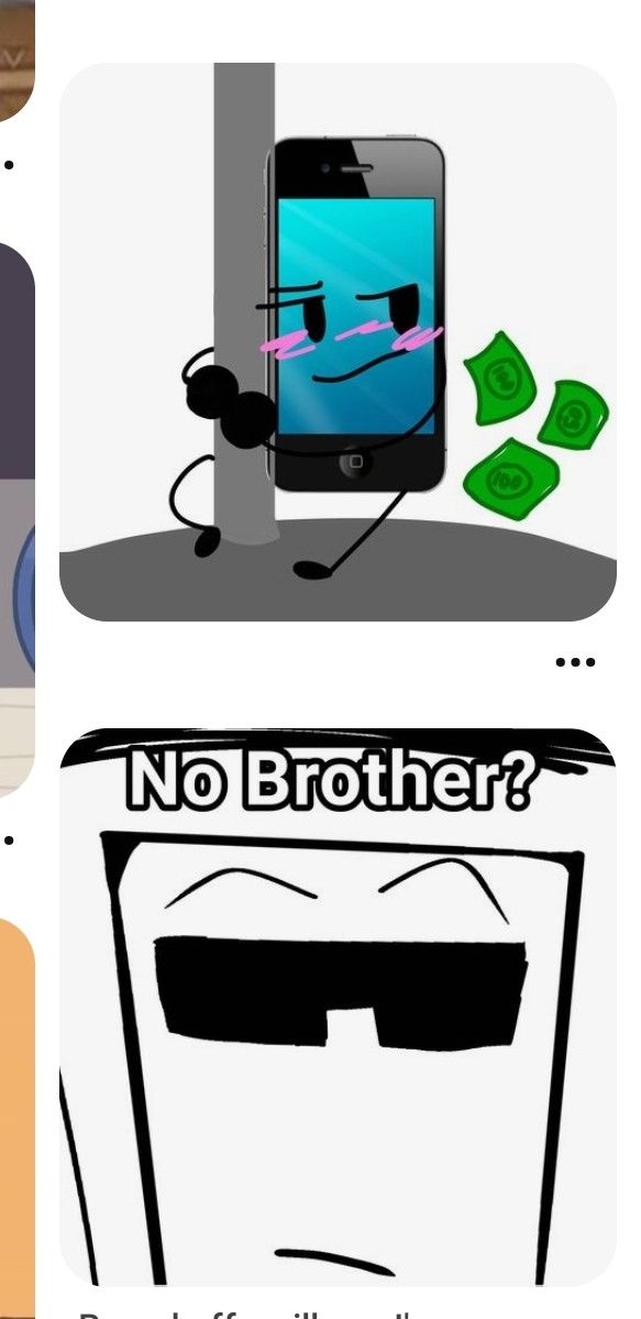 three cartoon images with text that says, no brother? and an image of a cell phone