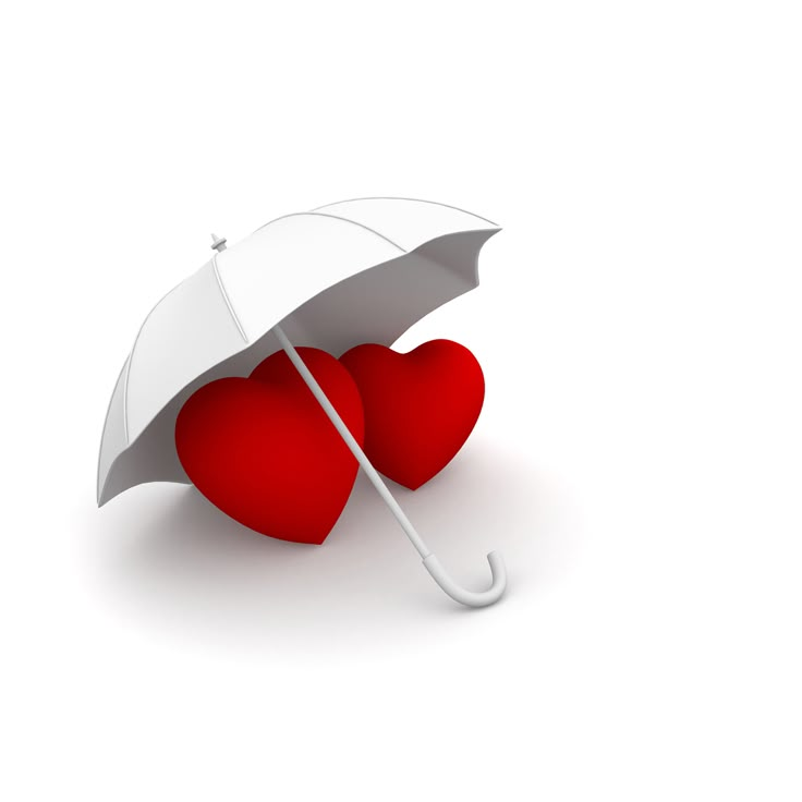 an umbrella with two hearts attached to it