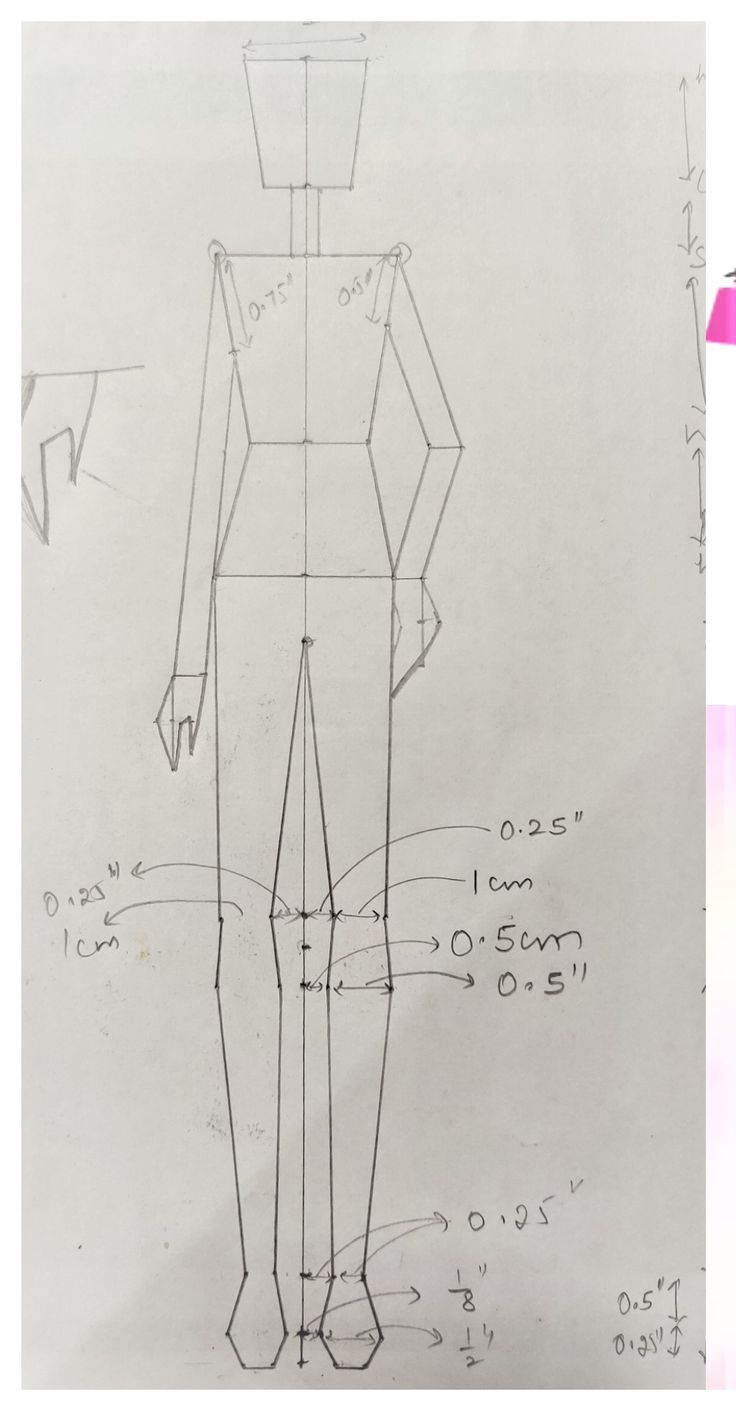 a drawing of a man's body and measurements