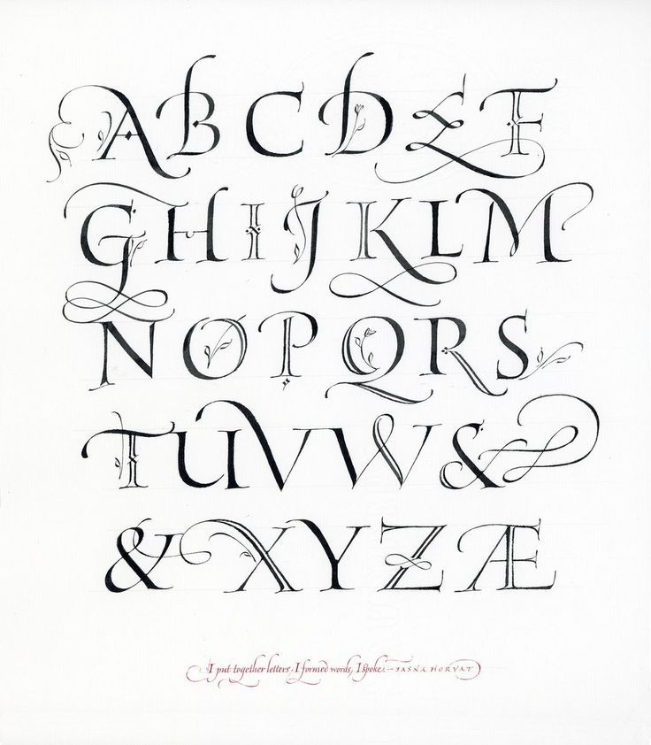 the upper and lower letters of an old english alphabet, with cursive writing