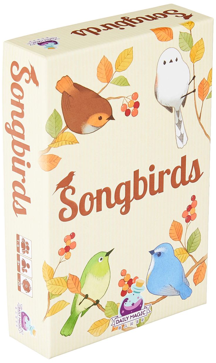 a card game box with songbirds on it