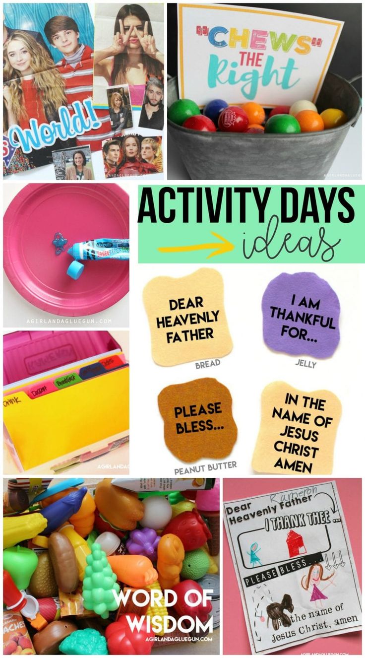 a collage of pictures with the words activity days and other things to do on it