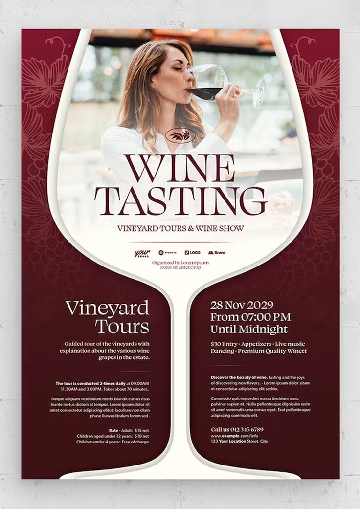 Wine Tasting Design, Wine Tasting Flyer, Wine Tasting Poster, Wine Poster Design, Wine Flyer, Wine Brochures, Wine Tasting Card, Wine Marketing, Wine And Pizza