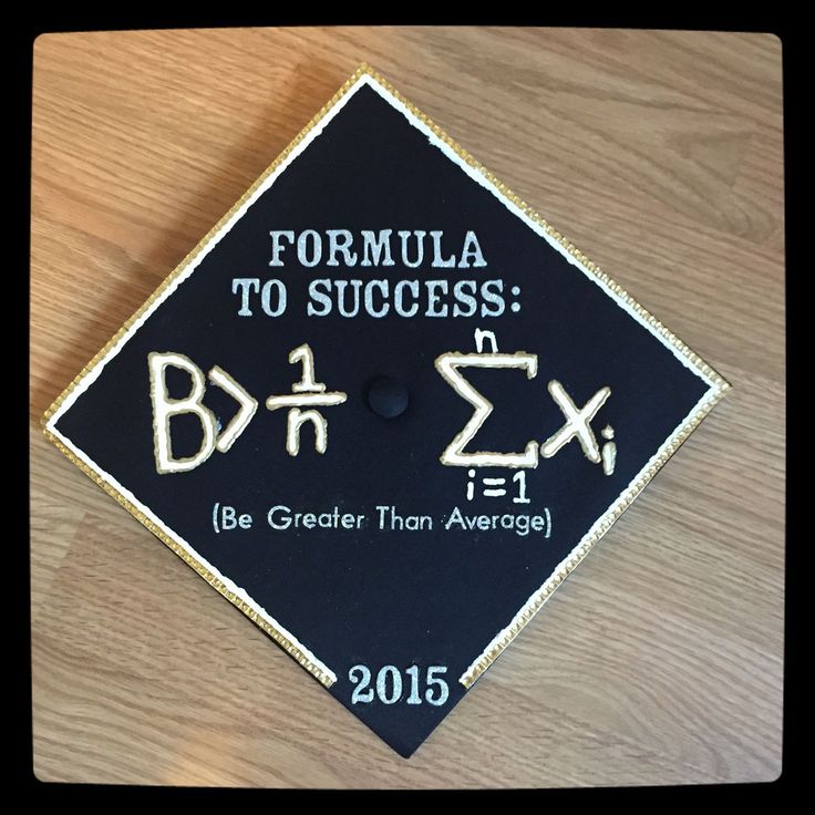 a graduation cap that says formula to success be greater than average