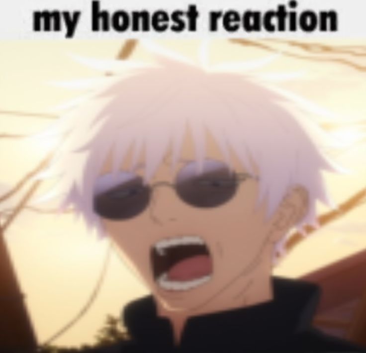 an animated image of a man with sunglasses and text that reads, my honest reaction