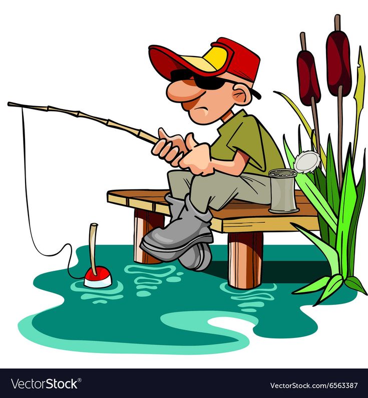 a man sitting on a bench fishing