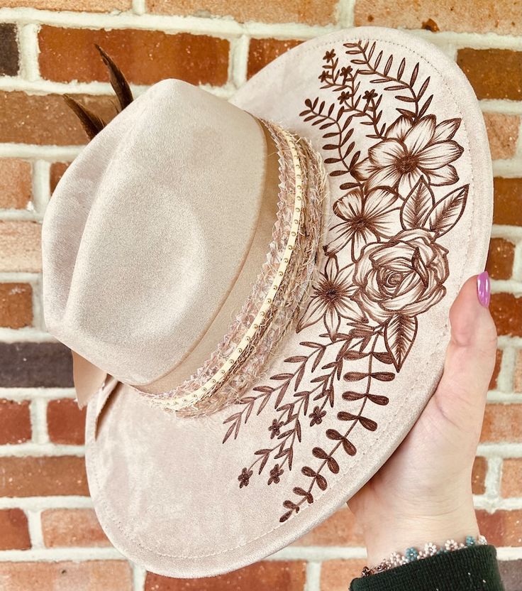 Custom Hand Burned Hat Hand Burned Wide Brim Hat Custom Branded Hat Cactus Burned Hat Western Hand Burned Hat - Etsy Burn Hats Ideas, Felt Burning, Hat Burning Ideas, Burn Hats, Burning Hats, Burnt Hat, Burned Hats, Cowboy Hat Design, Diy Hats