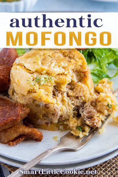 a plate with some food on it and the title reads authentic mofongo