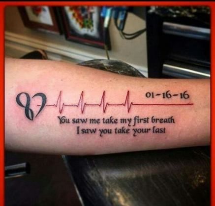 a person with a heartbeat tattoo on their arm