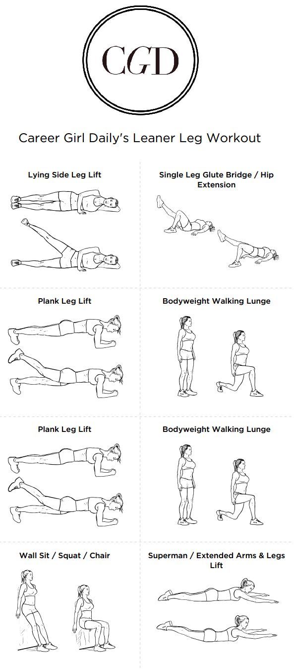 an exercise poster showing the different exercises to do with your legs and arms, including leg lifts