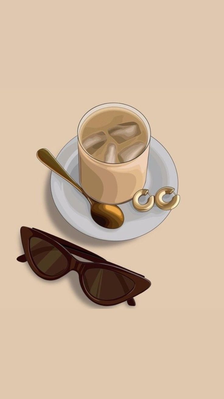 a cup of coffee and sunglasses on a plate