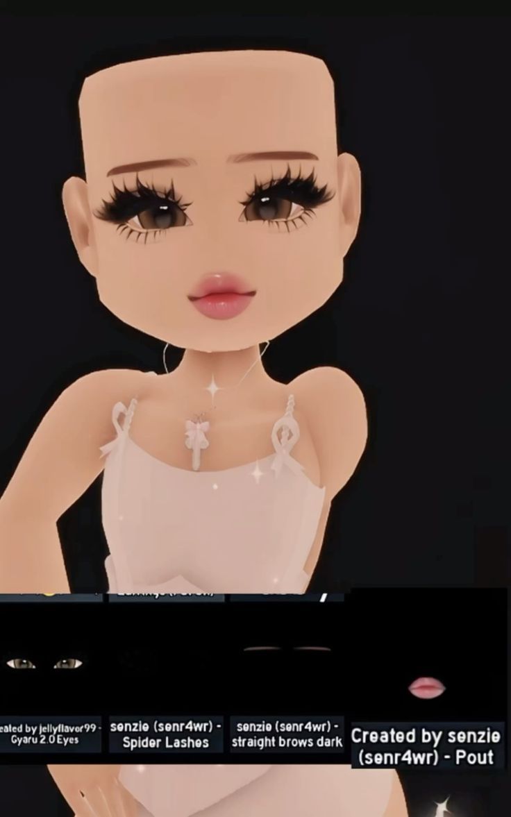 an animated image of a woman with dark hair and big eyes wearing a white dress