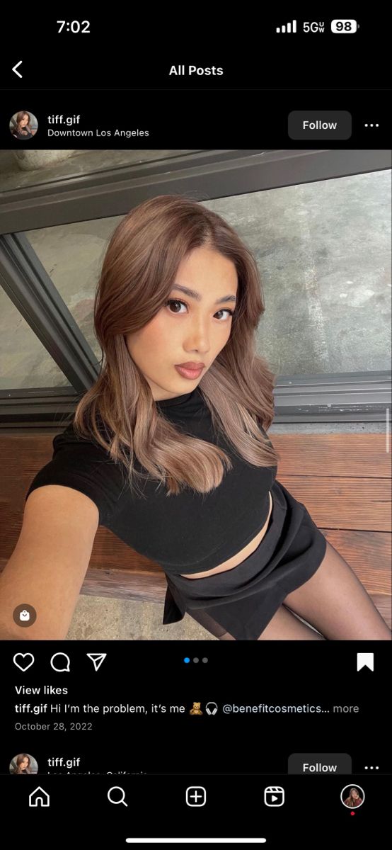 Mushroom Brown Hair Asian, Hair Colour Asians, Hair Colour Ideas For Tan Skin, Milk Brown Highlights, Medium Brown Hair Asian, Ash Brown Hair On Asian, Asia Hair Colour, Hair For Asian, Milk Tea Ash Brown Hair