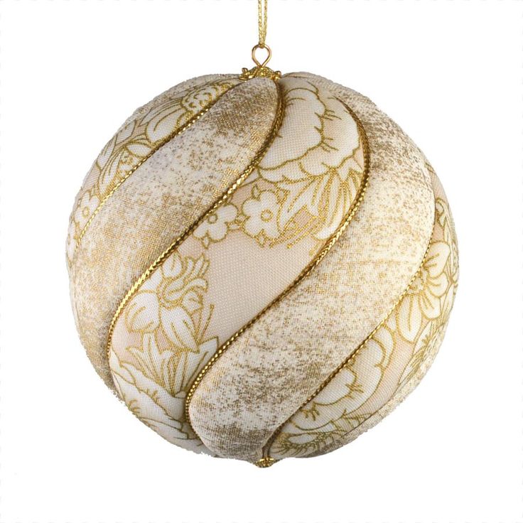 a white and gold ornament hanging from a chain