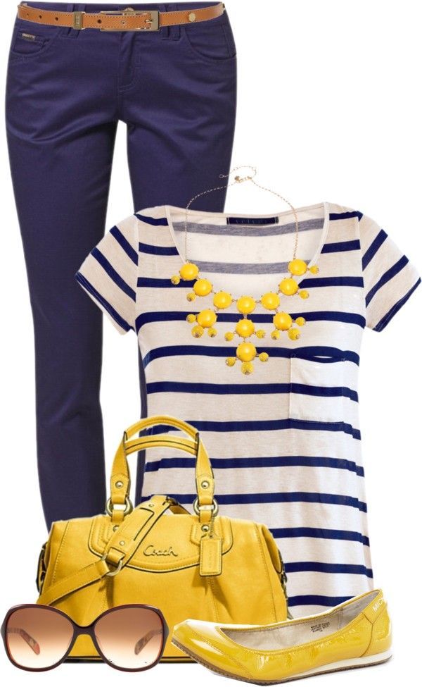 Perfect teaching outfit! Simple, comfy, fun colors! Blue And White Outfits, French Chic, Blue Pants, Spring Outfits Casual, White Outfits, Spring Summer Outfits, Look Fashion, Spring Outfit, Rebecca Minkoff