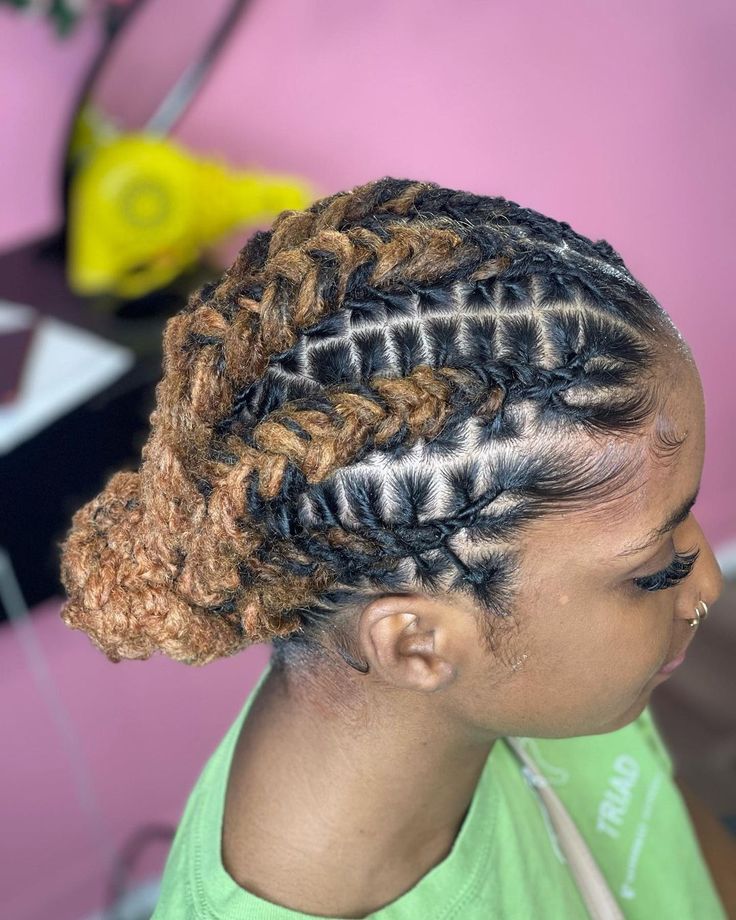 Locs Straight Back, Straight Backs On Locs, Loc Straight Backs, Loc Styles For Swimming, Simple Locs Hairstyles, Straight Back Loc Styles, Loc Cornrows, Loc Cornrow Styles, Loc Styles Women