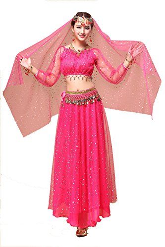 Pink Belly Dance Costume, Dance Performance Outfits, Arabian Dress, Belly Dance Dress, Costumes Dresses, Dancer Dress, Hip Scarf, Beautiful Accessories, Party Dance