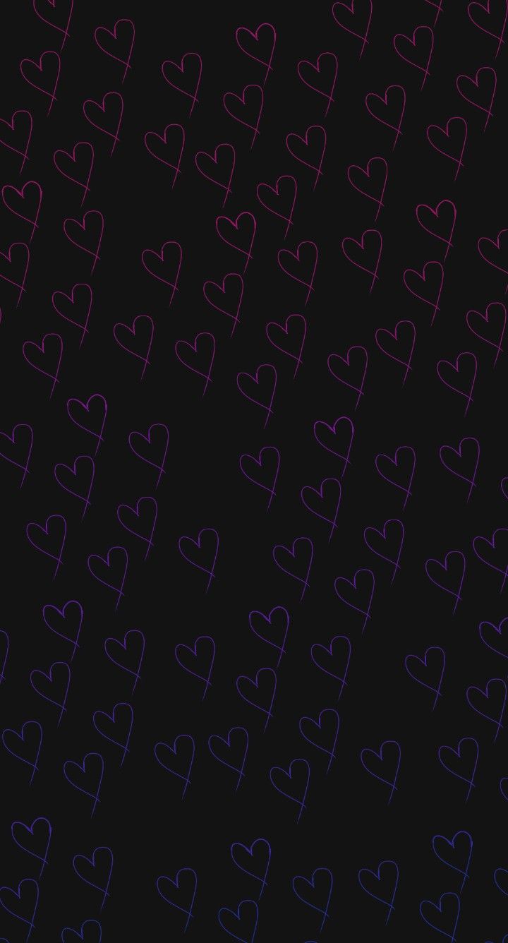 a black background with pink and blue hearts in the shape of crosses on it's sides