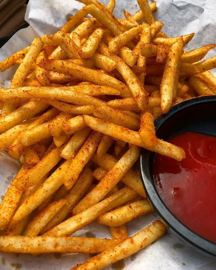 french fries with ketchup on the side