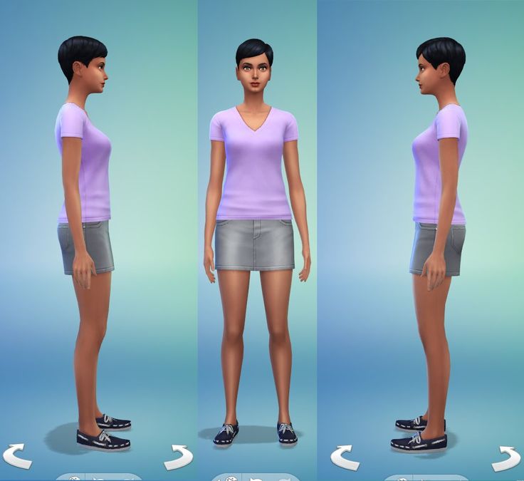 three different views of a woman's body with short hair and no shoes on