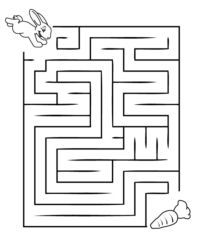 a maze with carrots and an animal in it