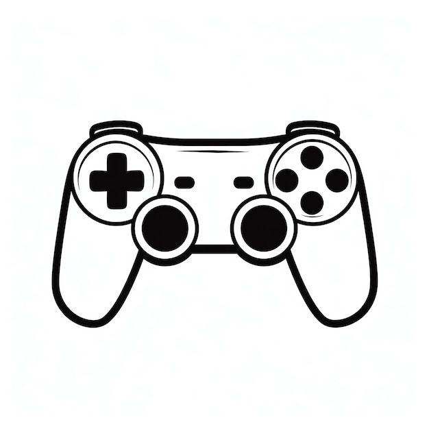 a black and white drawing of a video game controller with two buttons on each side