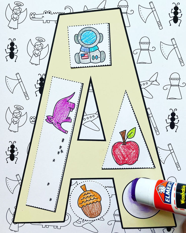 the letter a is for apple coloring page with markers and crayons on it