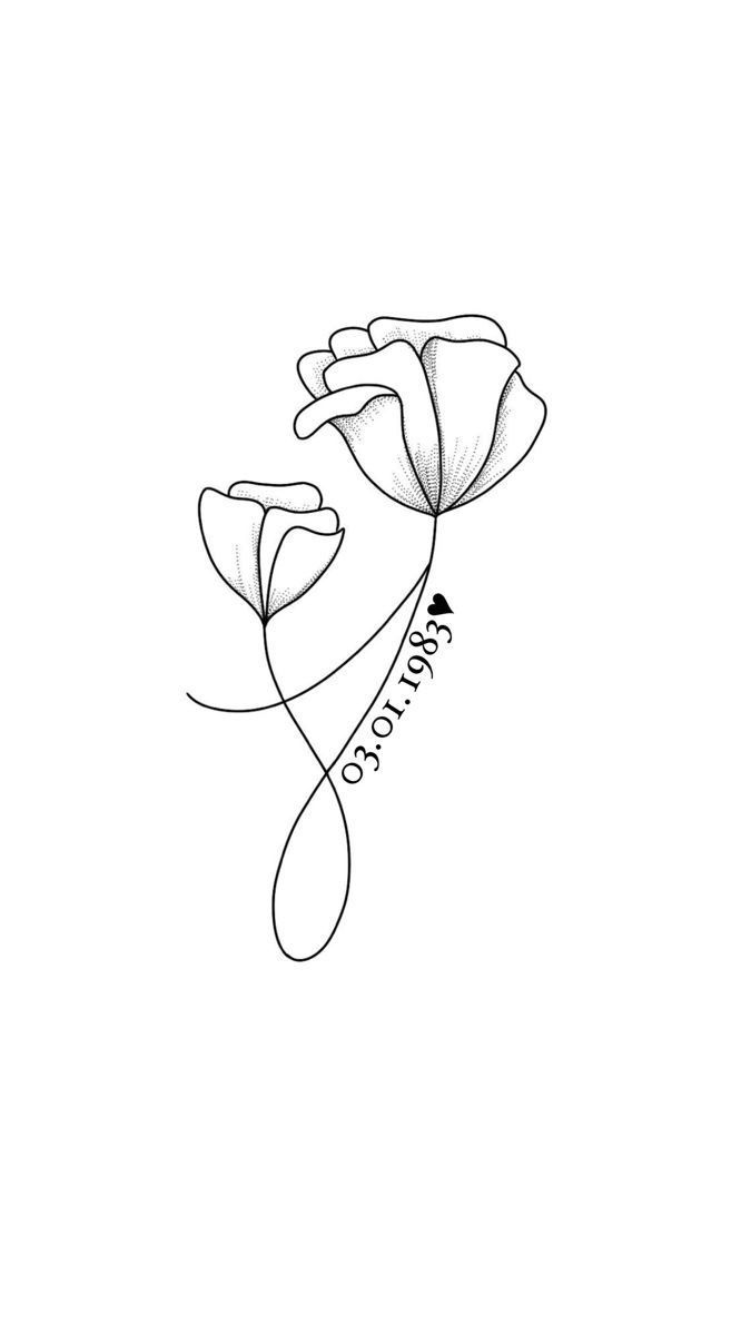 a black and white drawing of flowers with the word love written on it in cursive writing