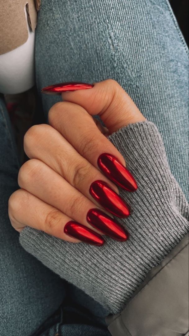 Red Chrome Nails, Bridesmaids Nails, Unghie Sfumate, Nagellack Trends, Chrome Nails Designs, Her Nails, Xmas Nails, Chic Nails, Dope Nails