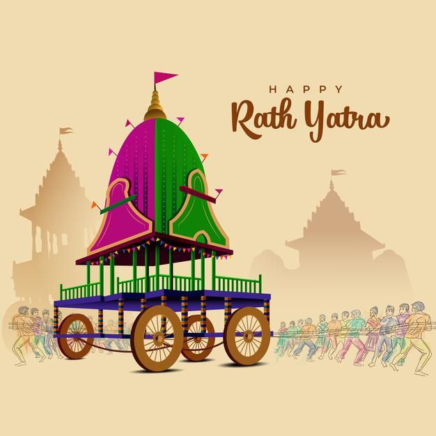 happy radh yatraa with colorful cart and people