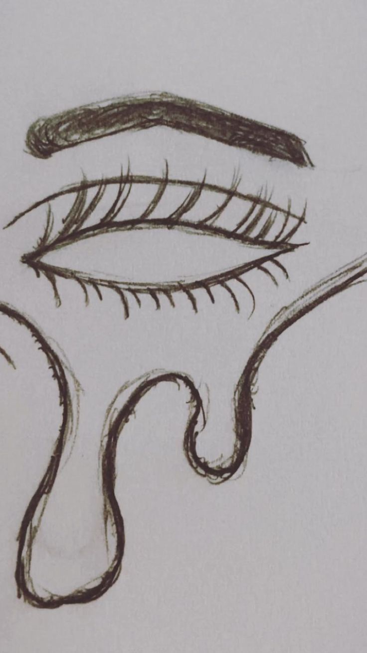 a drawing of an eye with long eyelashes