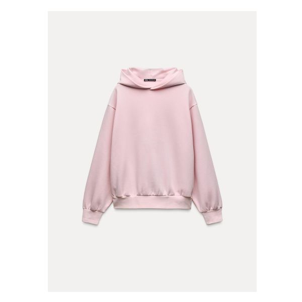 Hooded sweatshirt made of cotton blend yarn. Long sleeves. Baby Pink Hoodie, Hoodie Zara, Zara Clothes, Light Pink Sweatshirt, Wardrobe List, Light Pink Hoodie, 2024 Wishlist, Xmas List, Waistcoat Dress