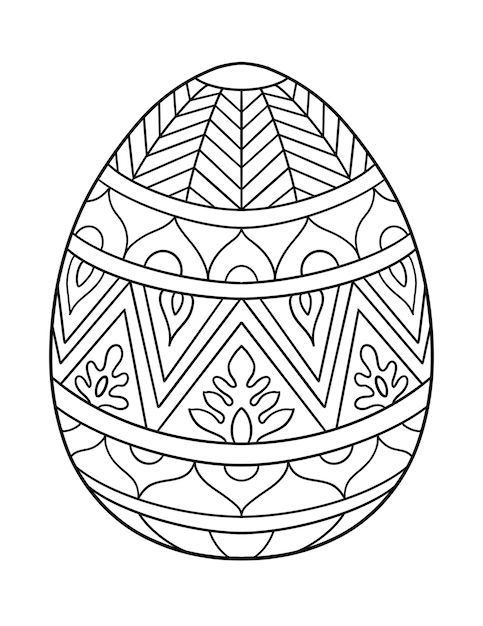 an easter egg with geometric designs on the inside, coloring pages for adults and children