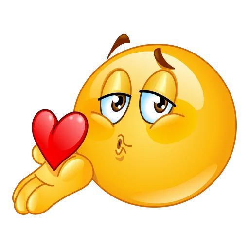 a yellow emoticure holding a red heart