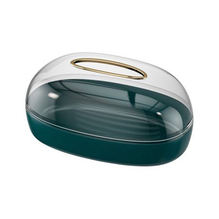 a green and white box with a gold handle