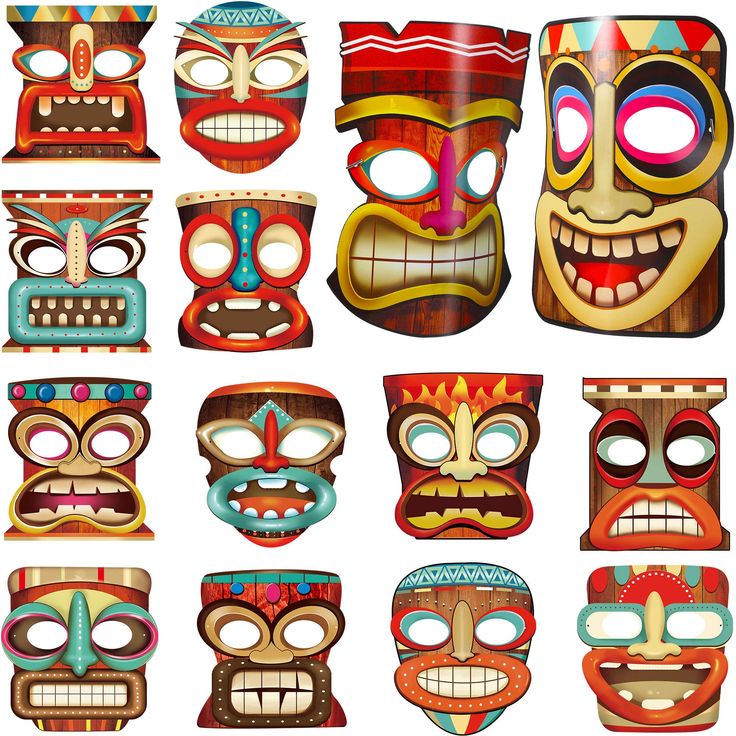 PRICES MAY VARY. 14 Tiki totem masks designs: these Tiki masks for Aloha are made of 250g cardstock, adorable for Hawaiian/Tropical/Tiki/Summer Pool Party, hibicus party Beach party, jungle animal party, Venice Mardi Gras party, the special Tiki totem will make you stand out from the crowd Hawaiian Tropical Party Decorations Set: Addition to Tropical Palm Leaves, Flower Lei Garland,Hibiscus Garland, jumbo coconut tree, the totem masks match well with the Tiki Luau backdrop, aloha photo props, ma Luau Backdrop, Hawaiian Backyard, Hawaiin Decor, Beach Carnival, Christmas Luau, Hawaii Party Decorations, Moana Jr, Jungle Party Favors, Hawaiian Costume