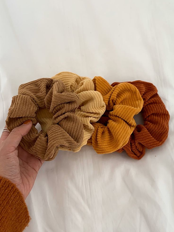 Corduroy Scrunchie, Huge Hair, Long Hair Ponytail, Hair Rubber Bands, Yellow Coffee, Silk Hair, Hair Rings, Velvet Color, Diy Couture