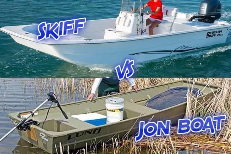 two different boats in the water and one with skiff on it