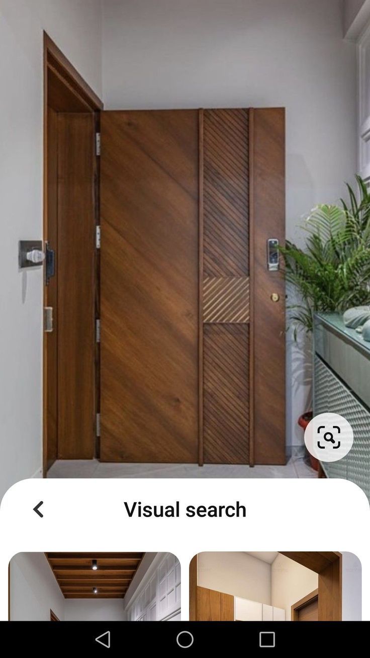 an image of a wooden door in a house with the words visual search on it