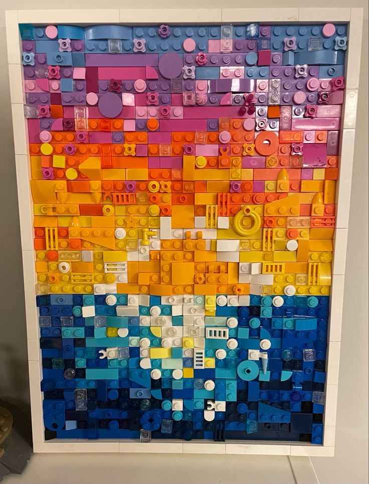 an art piece made out of legos on display