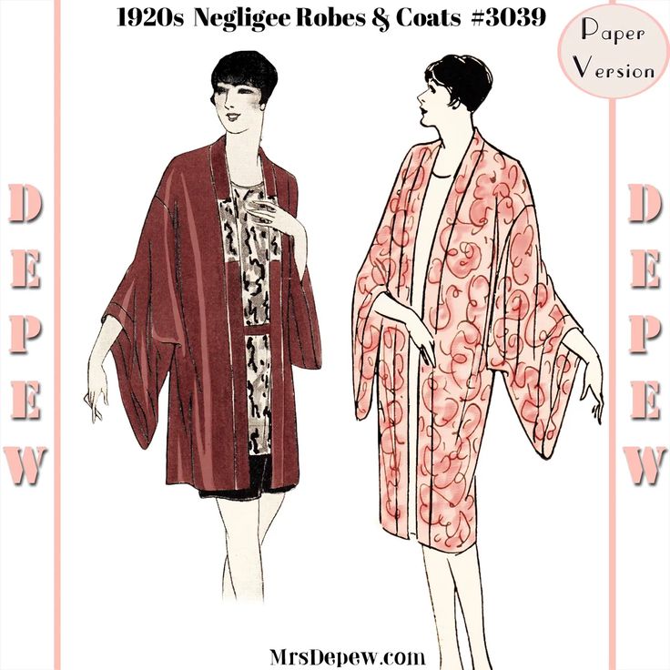 a woman in a robe and dress sewing pattern, with the words 1932's veggie robes & coats