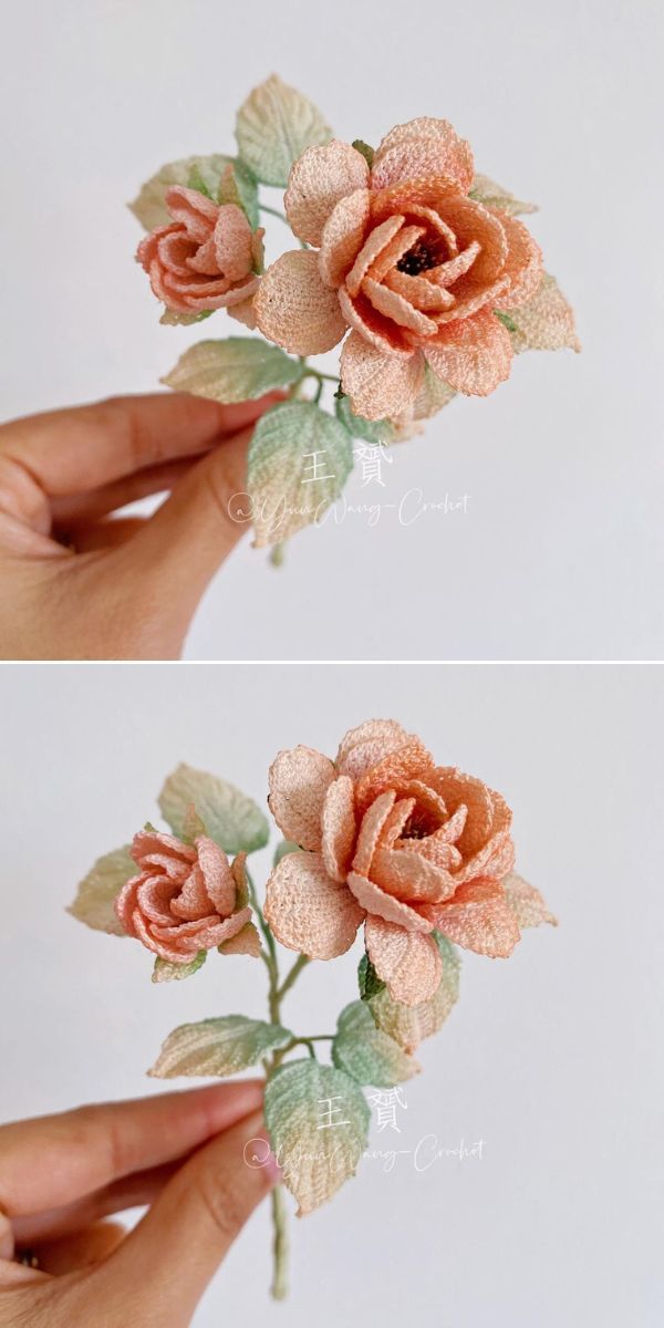 two pictures of the same flower being made