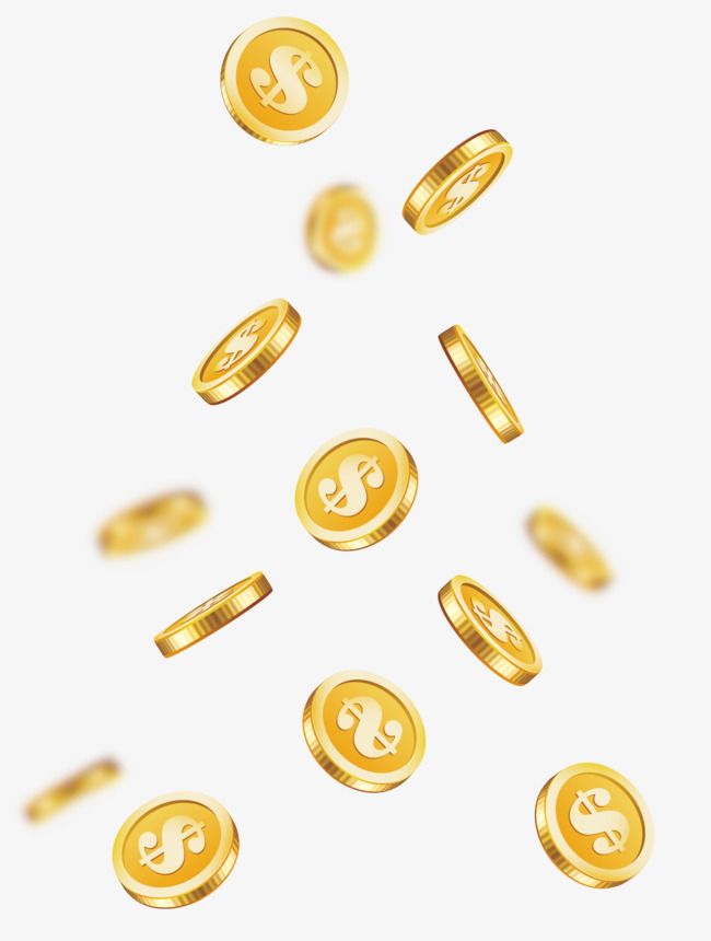 gold coins falling down into the air